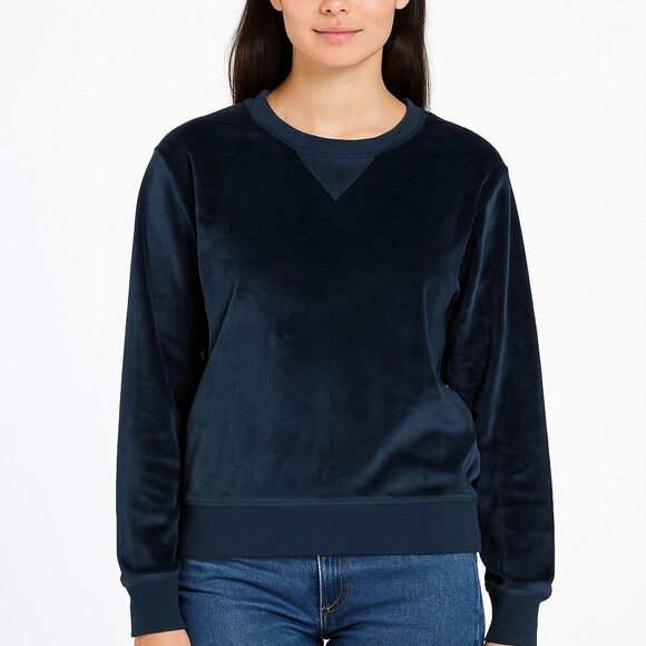 Honeydew Velour Sweatshirt M Deep Greenish Blue Pullover Crewneck Soft Girl - Picture 1 of 5